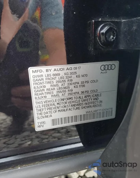 2018 Audi Q7 Premium Plus z USA, uszkodzony, nr VIN WA1LABF77JD014718